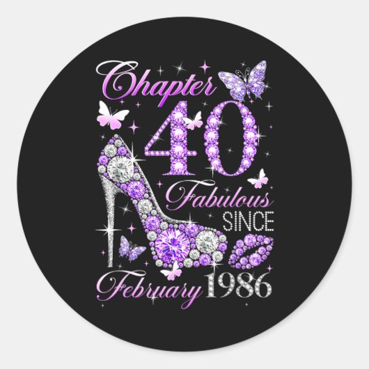 40th Birthday Queen Chapter 40 Fabulous Since 1986 ラウンドシール (正面)