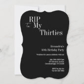 40th Birthday RIP 30s Black and White Party 招待状 (正面)