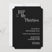 40th Birthday RIP 30s Black and White Party 招待状 (正面)