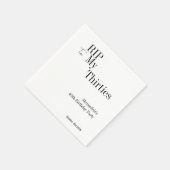 40th Birthday RIP 30s Black White Minimal Party スタンダードカクテルナプキン (角)