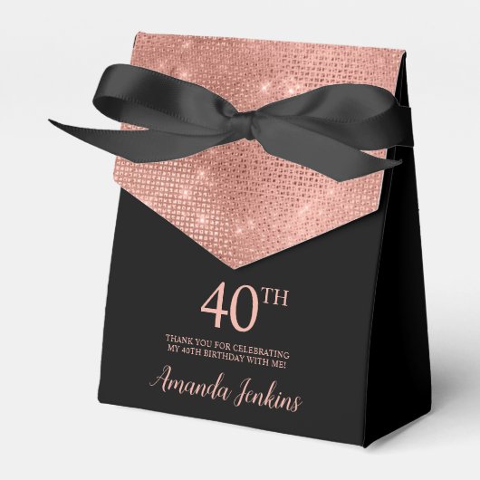 40th Birthday Rose Gold Thank You Favor Box フェイバーボックス (正面サイド)