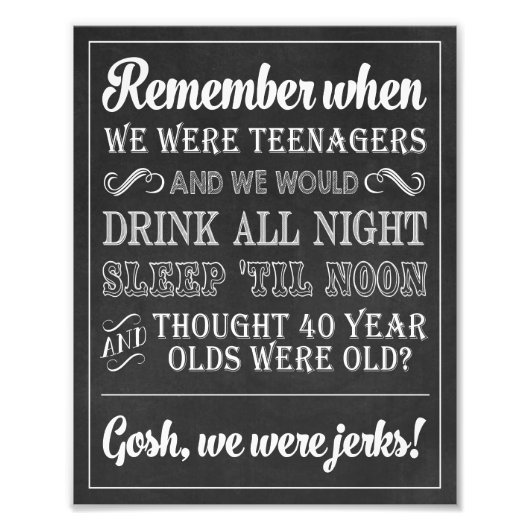 40th Birthday Sign ・応援とビール8 x 10プリント フォトプリント (正面)