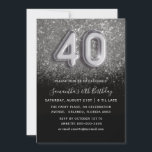 40th Birthday Silver & Blackグリッターパーティー 招待状<br><div class="desc">この見事な40歳の誕生日の招待状でマイルストーンをマーク！きらめく銀フェイク色のグリッターを背景に設定された印象的な銀の金属気球の番号を特徴とし、このデザインは優雅さとおもしろいを放射する。黒い背景は輝きを高め、白と銀の編集可能なタイポグラフィは洗練されたtouchを追加する。スタイルで特別な日を発表するのに最適な、この招待は魅力とカスタマイズを組み合わせて40お祝いを本当に忘れられない。さらに、逆に写真を追加することでお気に入りの、さらにパーソナライズできる！</div>