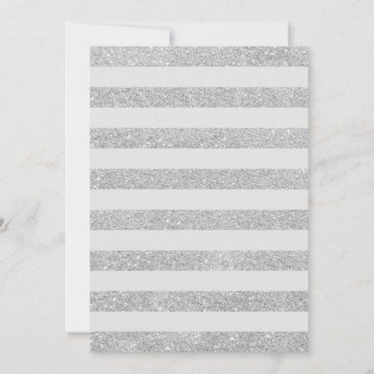 40th Birthday - Silver Stripes Red Roses 招待状 (裏面)