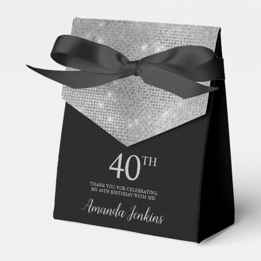 40th Birthday Silver Thank You Favor Box フェイバーボックス (正面サイド)