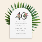 40th Birthday Simple Elegant Tropical Invitation 招待状