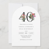 40th Birthday Simple Elegant Tropical Invitation 招待状 (正面)