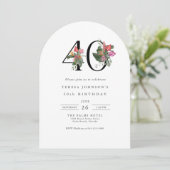 40th Birthday Simple Elegant Tropical Invitation 招待状 (スタンド正面)