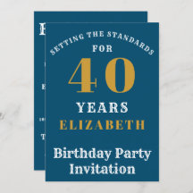 40th Birthday Standards青い金ゴールドあなたの名前を追加