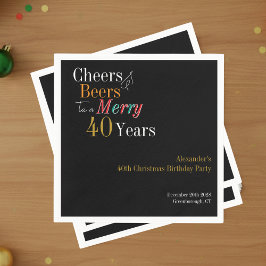 40th Christmas Birthday Cheers Beers Merry スタンダードカクテルナプキン