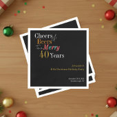40th Christmas Birthday Cheers Beers Merry スタンダードカクテルナプキン
