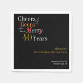 40th Christmas Birthday Cheers Beers Merry スタンダードカクテルナプキン (正面)