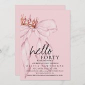 40th Dusty Rose Bow Surprise Birthday Party 招待状 (正面/裏面)