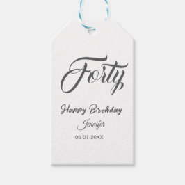 40th forty letterbirthday add name date year gray  ギフトタグ