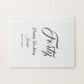 40th forty letterbirthday add name date year gray  ジグソーパズル (横)