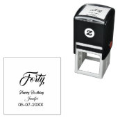 40th forty letterbirthday add name date year gray  セルフインキングスタンプ (インサイチュ)