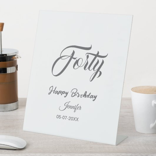 40th forty letterbirthday add name date year gray  台座サイン (インサイチュ)
