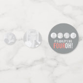 40th FOUROHグレーとピンク！4枚の写真の誕生日 コンフェッティ (正面)