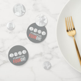 40th FOUROHグレーとピンク！4枚の写真の誕生日 コンフェッティ