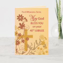 40th Jubilee Anniversary Nun Cross, Swirls, Flower カード