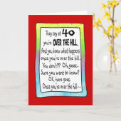 40th Over the Hill おもしろい誕生日グリーティングカード カード (黄色い花)