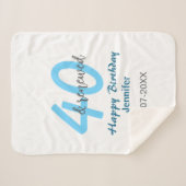 40th & renewed birthday name date blue bold number シェルパブランケット (正面(横))