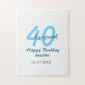 40th & renewed birthday name date blue bold number ジグソーパズル (縦)