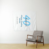 40th & renewed birthday name date blue bold number タペストリー (インサイチュ(横))