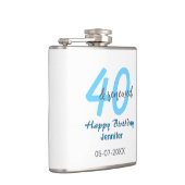 40th & renewed birthday name date blue bold number フラスク (右)