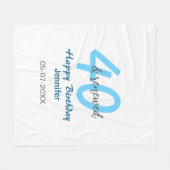 40th & renewed birthday name date blue bold number フリースブランケット (正面(横))