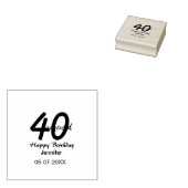 40th & renewed birthday name date blue bold number ラバースタンプ (押印)