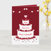 40th Rubyの結婚アニバーサリーケーキカード カード (黄色い花)