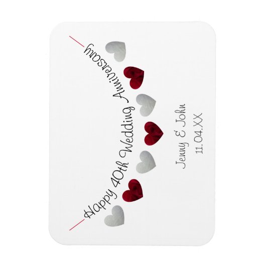 40th Rubyの結婚アニバーサリーバントの贈り物/お願い マグネット (縦)