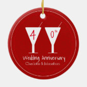 40th Rubyの記念日結婚カクテルデザイン セラミックオーナメント (裏面)