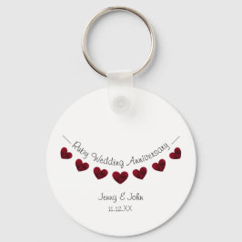 40th Rubyの記念日結婚赤いハートバンティング キーホルダー