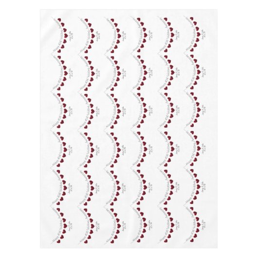 40th Rubyの記念日結婚赤いハートバンティング テーブルクロス (正面)