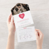 40th Rubyの記念結婚赤いハートRSVP写真 オールインワン招待状 (貼ってはがせる)