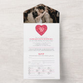 40th Rubyの記念結婚赤いハートRSVP写真 オールインワン招待状 (内側)