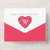 40th Rubyの記念結婚赤いハートRSVP写真 オールインワン招待状 (裏面)