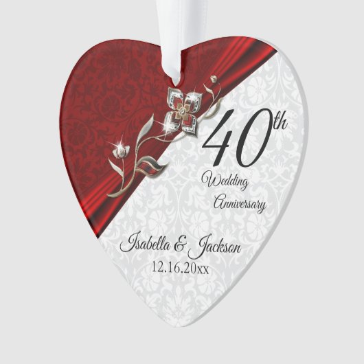 40th Rubyフローラ結婚の記念日💞記念 オーナメント (正面)