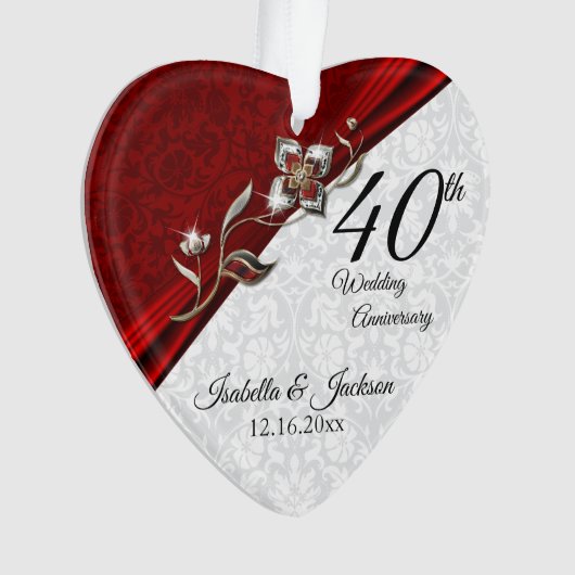 40th Rubyフローラ結婚の記念日💞記念 オーナメント (正面)