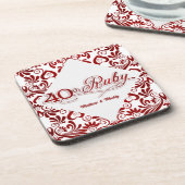 40th Ruby Anniversary パーソナライズされた Swirls コースター (左側)