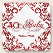 40th Ruby Anniversary パーソナライズされた Swirls コースター (正面)