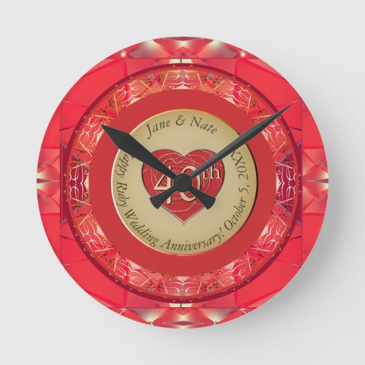 40th Ruby Anniversary ラウンド壁時計 (正面)