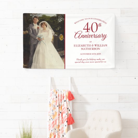 40th Ruby Anniversary Your 結婚's Photo Welcome 横断幕 (インサイチュ)
