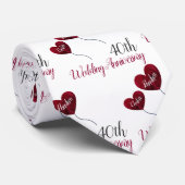 40th Ruby wedding anniversary red & white heart ネクタイ (ロール)