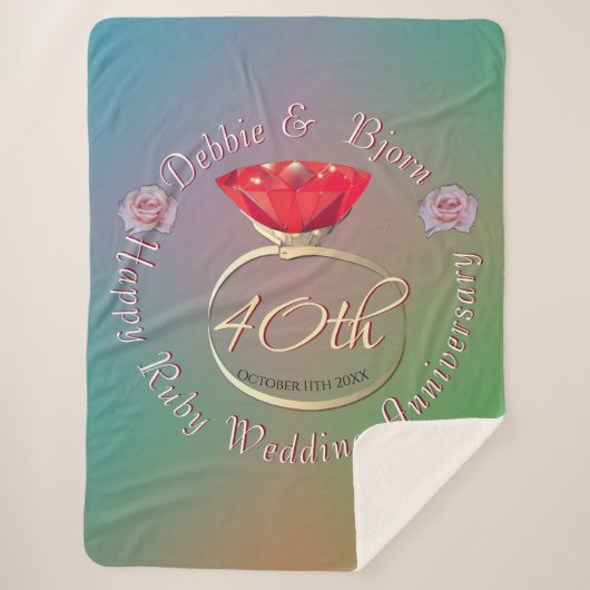 40th Ruby's Anniversary 結婚 Sherpa Blanケット シェルパブランケット (正面)