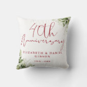40th Wedding Anniversary Greenery Floral クッション (裏面)