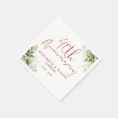40th Wedding Anniversary Greenery Floral スタンダードカクテルナプキン (角)