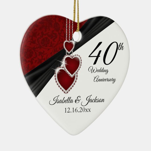 40th Wedding Anniversary Keepsake Design 2 セラミックオーナメント (右)
